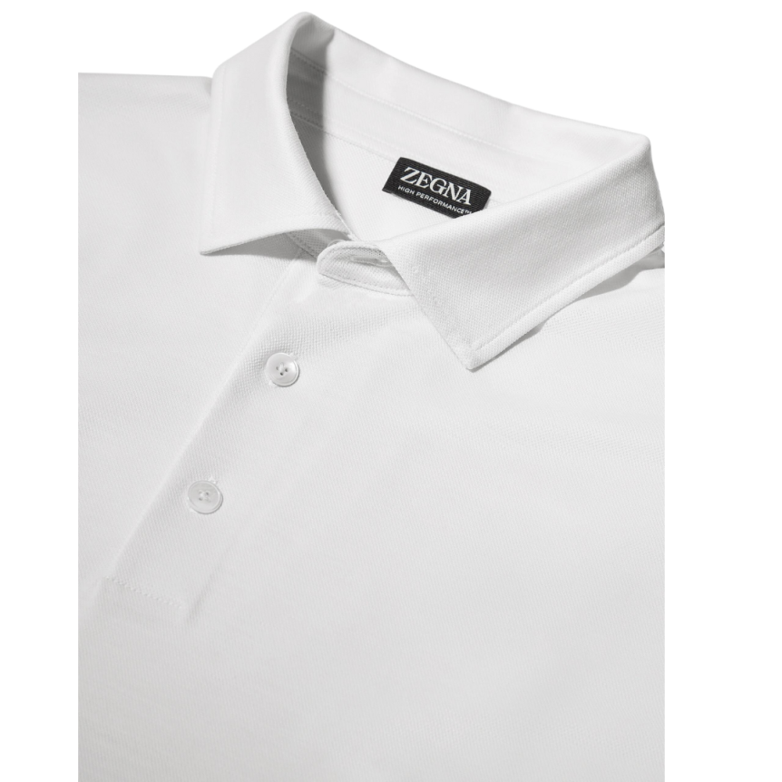 Polo ZEGNA manche courte coupe droite lin blanc