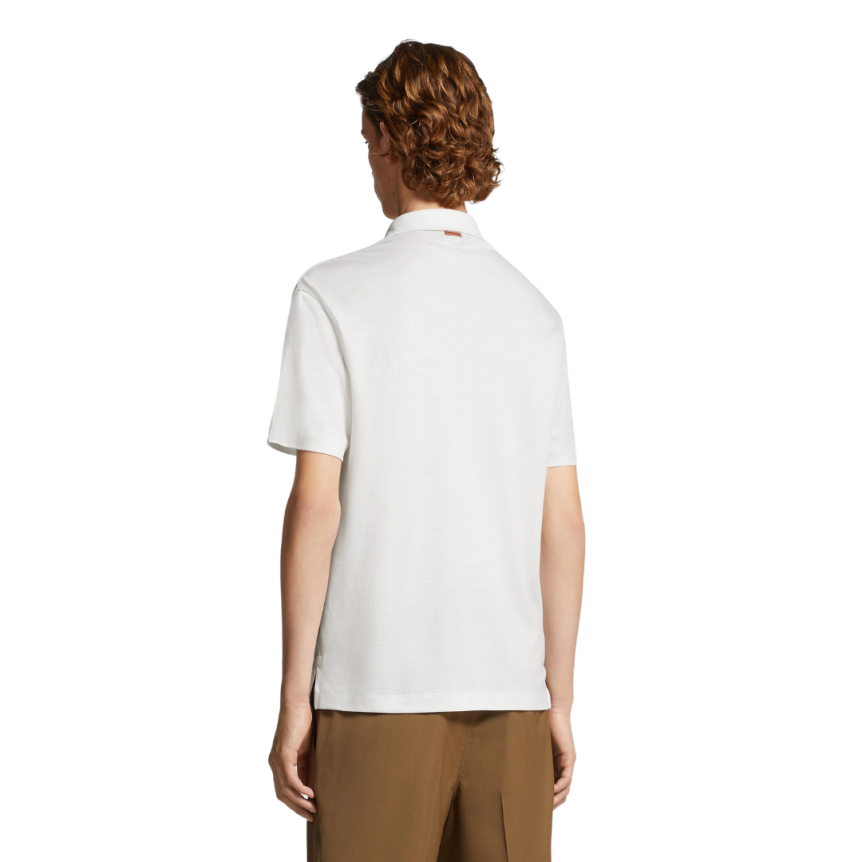 Polo ZEGNA manche courte coupe droite lin blanc