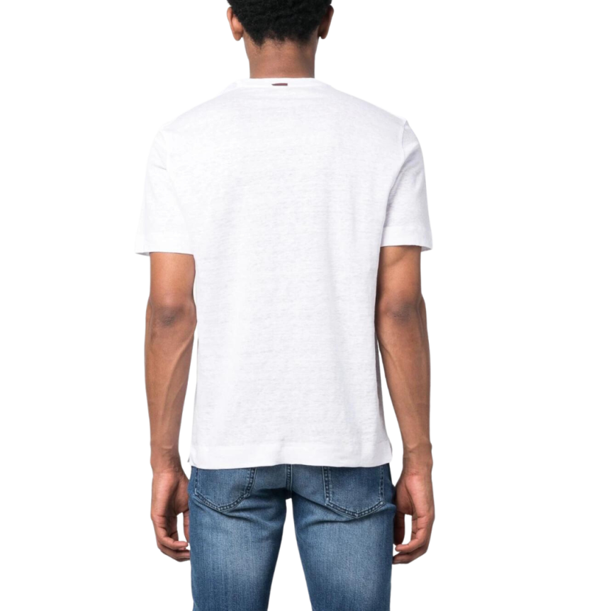 T-shirt ZEGNA col rond manche courte lin pur blanc