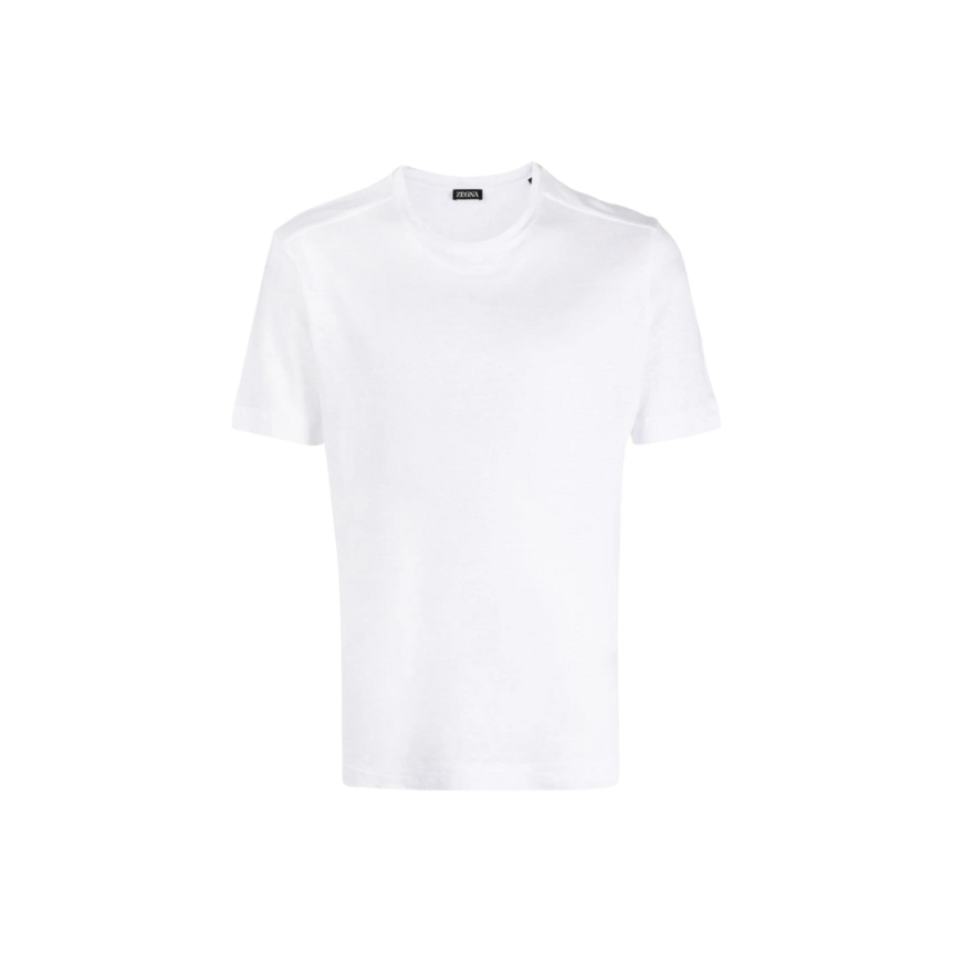 T-shirt ZEGNA col rond manche courte lin pur blanc