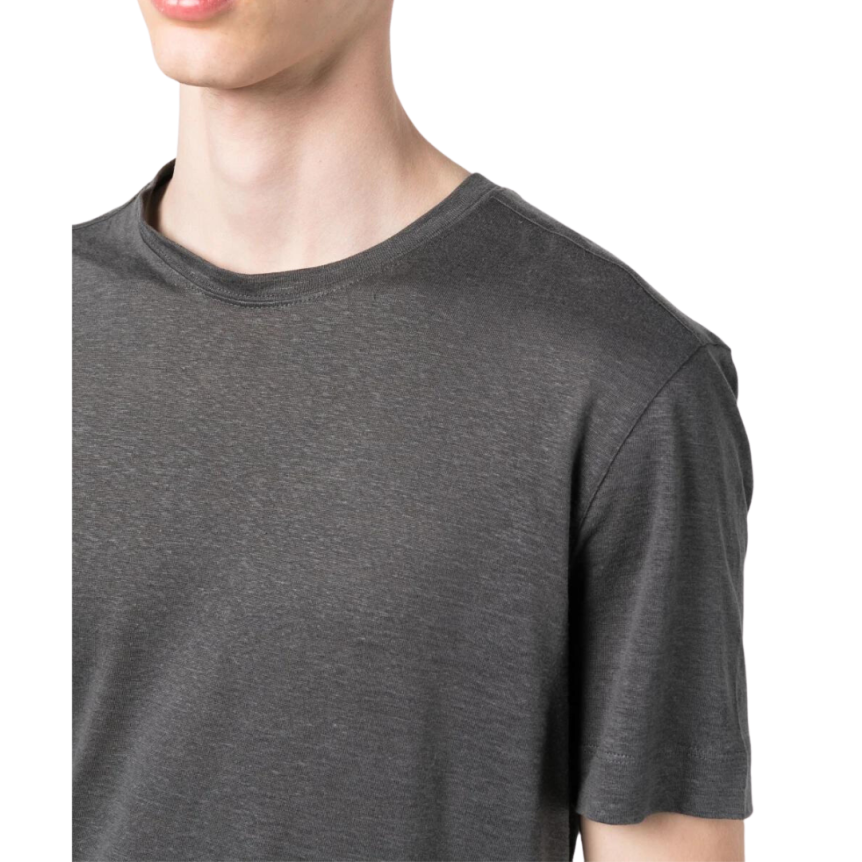T-shirt ZEGNA col rond manche courte lin pur gris