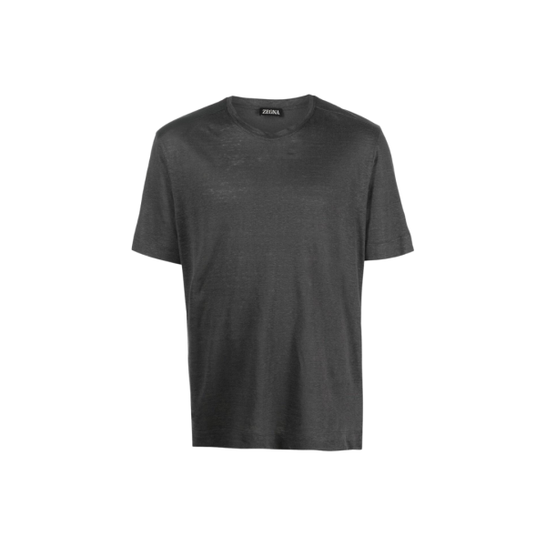 T-shirt ZEGNA col rond manche courte lin pur gris