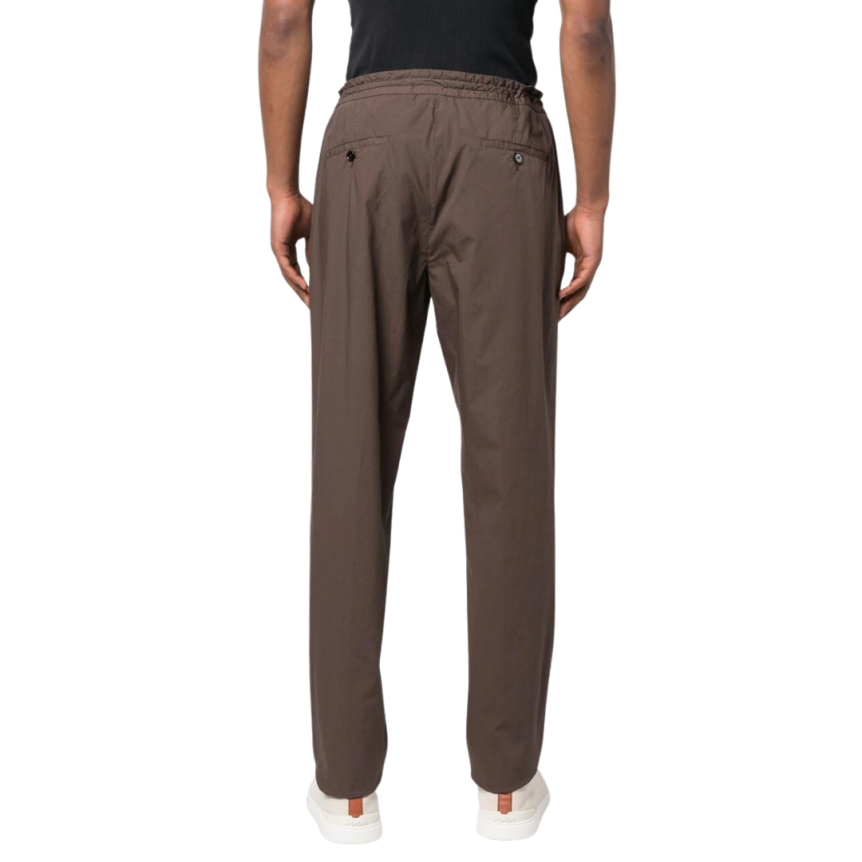 pantalon fuselé ZEGNA lien de resserrage coton stretch marron chocolat