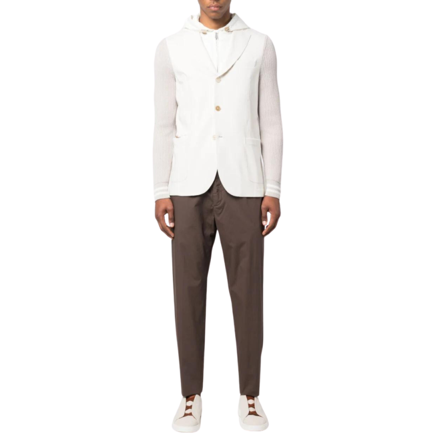 pantalon fuselé ZEGNA lien de resserrage coton stretch marron chocolat