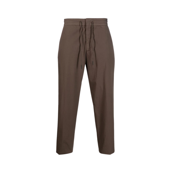 pantalon fuselé ZEGNA lien de resserrage coton stretch marron chocolat