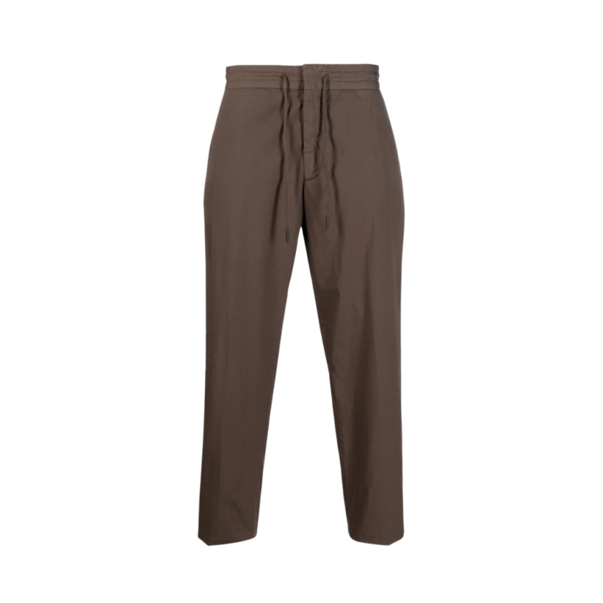pantalon fuselé ZEGNA lien de resserrage coton stretch marron chocolat