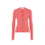 Cardigan manches longues coton côtelé rose pressions découpe