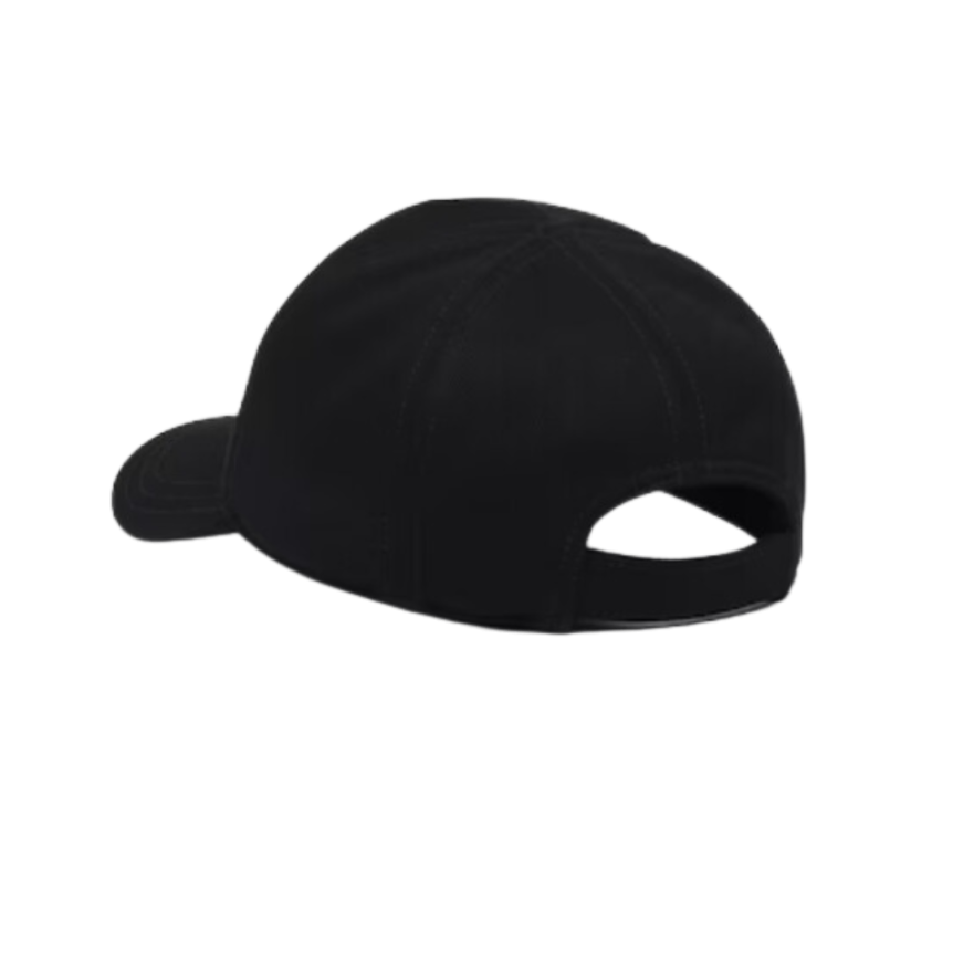 Casquette de baseball PRADA en drill coton noir logo triangle brodé