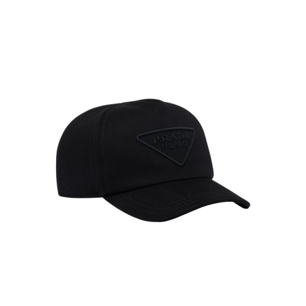 Casquette de baseball PRADA en drill coton noir logo triangle brodé