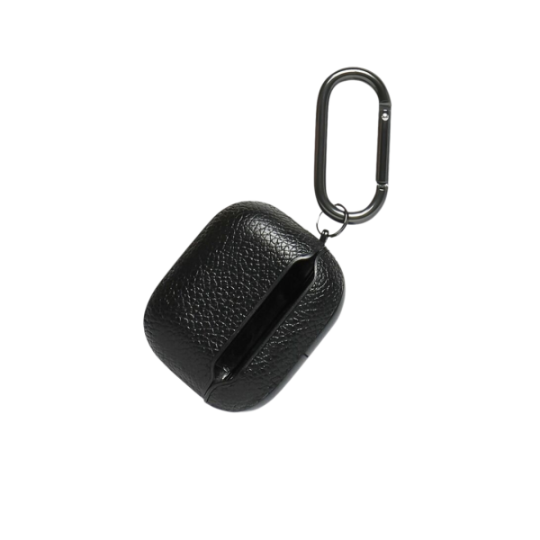 Étui Rigide BALENCIAGA EarPods Cash cuir veau grainé noir logo blanc