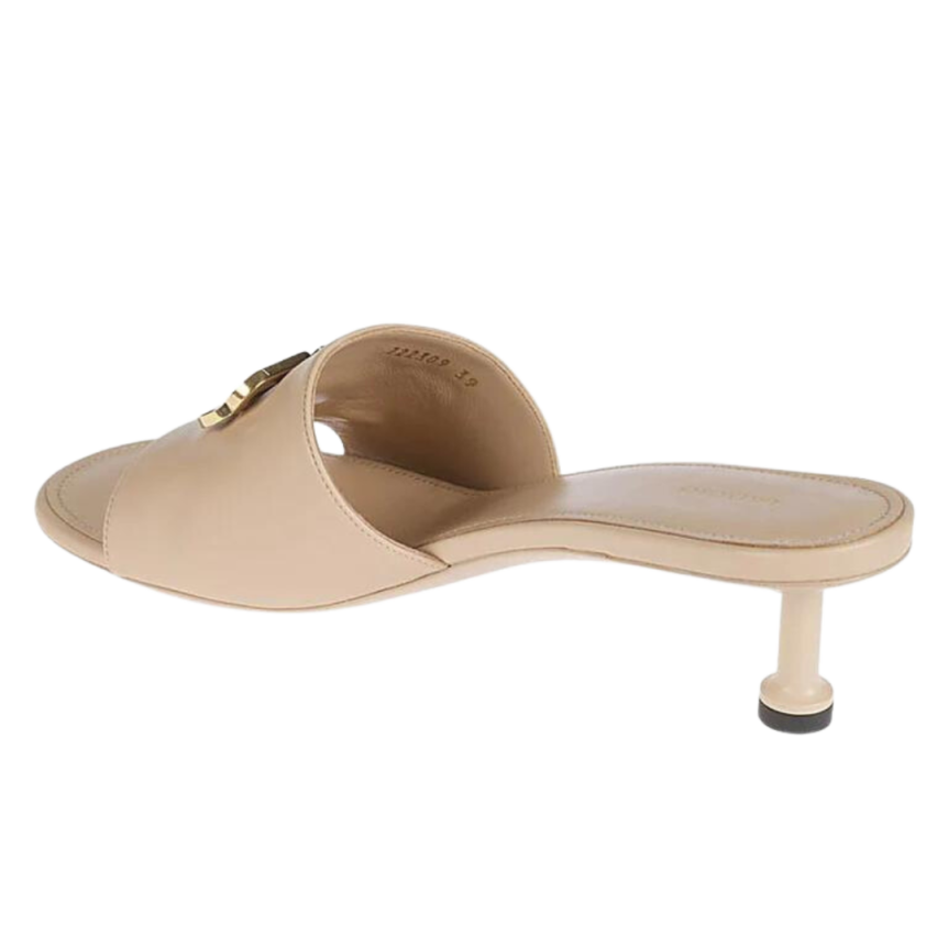 Mules à talon BALENCIAGA cuir beige BB or
