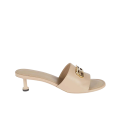 Mules à talon Groupie cuir beige logo BB or