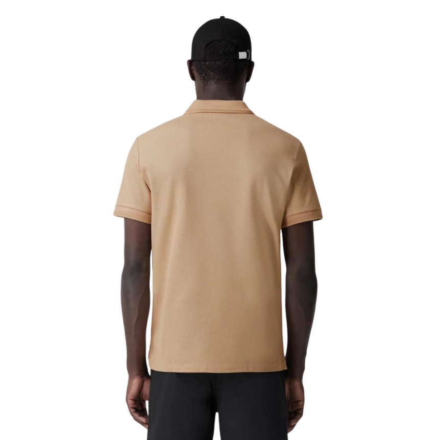 Polo BURBERRY Eddie manches courtes coton piqué beige logo Monogramme TB