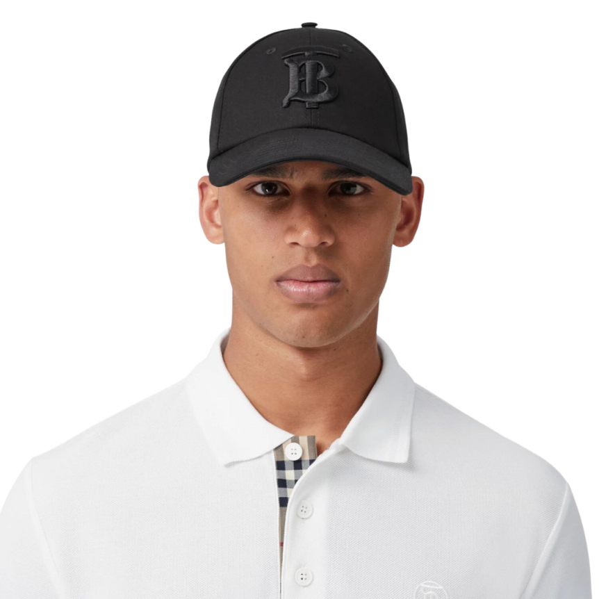 Polo BURBERRY Eddie manches courtes coton piqué blanc logo Monogramme TB