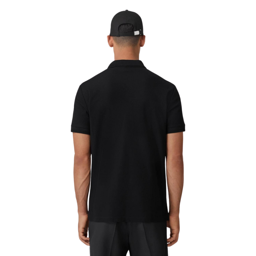Polo BURBERRY Eddie manches courtes coton piqué Noir logo Monogramme TB