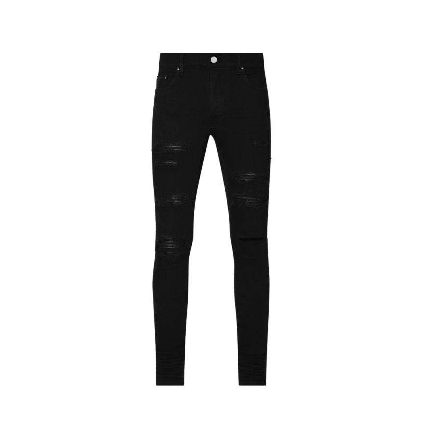 Pantalon jean AMIRI thrasher cuir noir