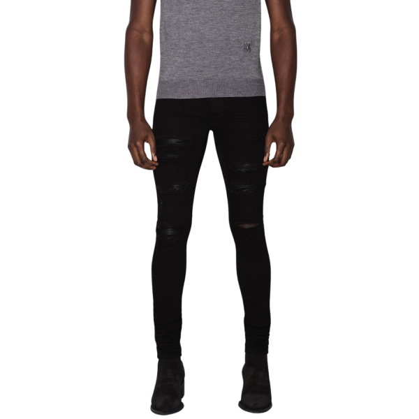 Pantalon jean AMIRI thrasher cuir noir