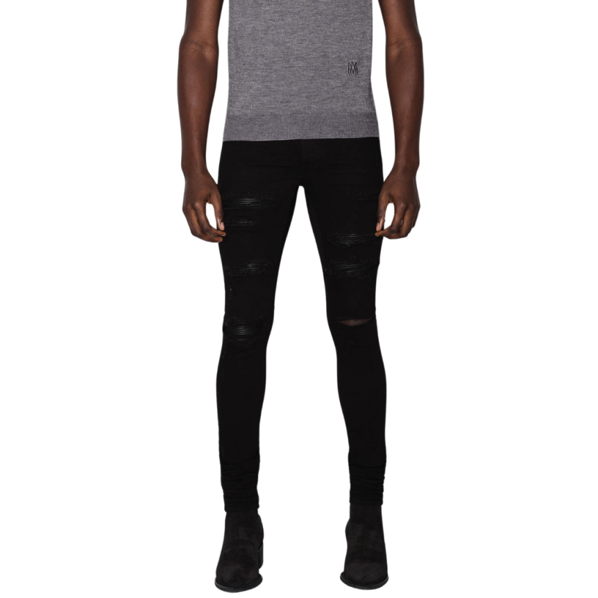 Pantalon jean AMIRI thrasher cuir noir