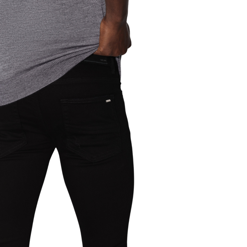 Pantalon jean AMIRI thrasher cuir noir