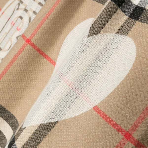 Écharpe BURBERRY laine cachemire Check beige Etoiles Cœurs Monogramme TB