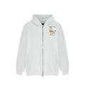 Sweat-shirt à capuche zippé oversize vintage coton blanc patch label énergie