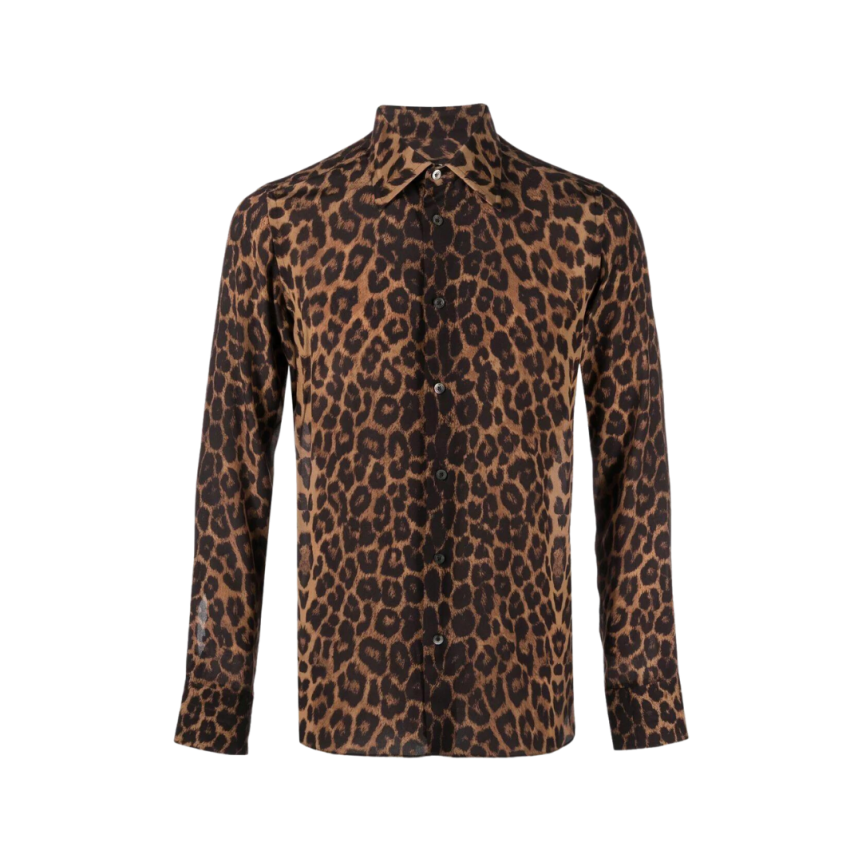 Chemise TOM FORD manche longue soie léopard