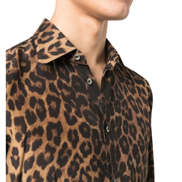 Chemise TOM FORD manche longue soie léopard