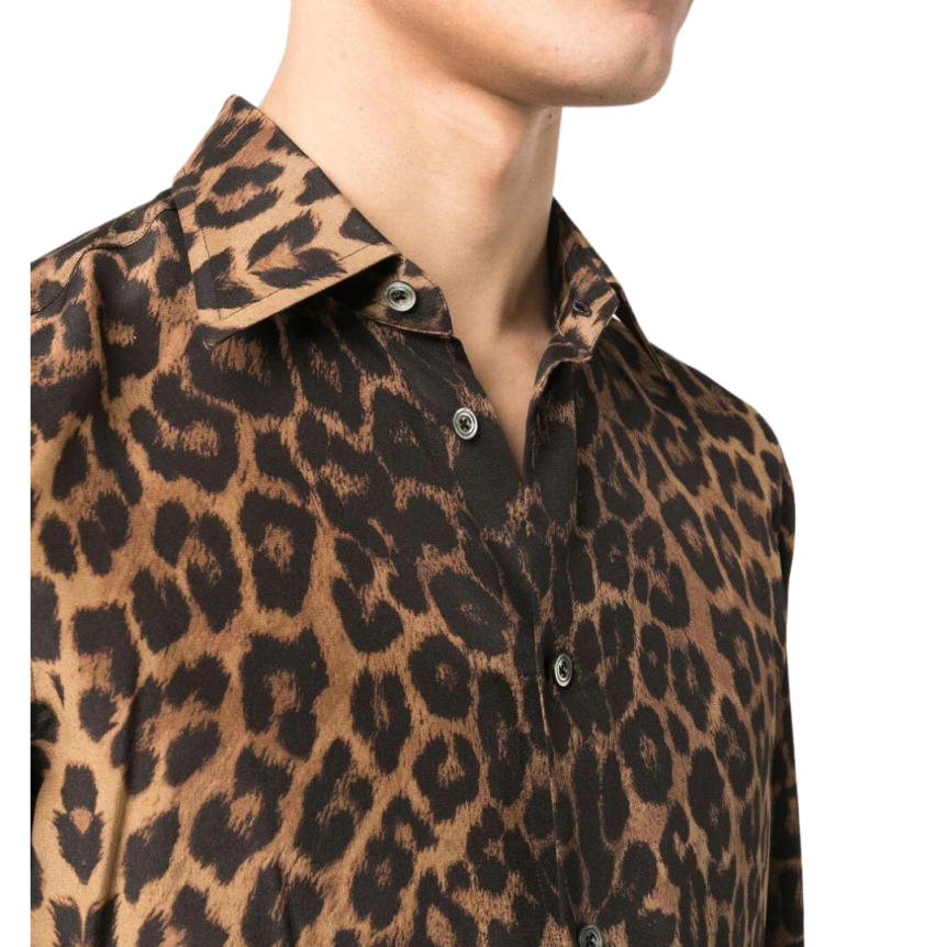 Chemise TOM FORD manche longue soie léopard
