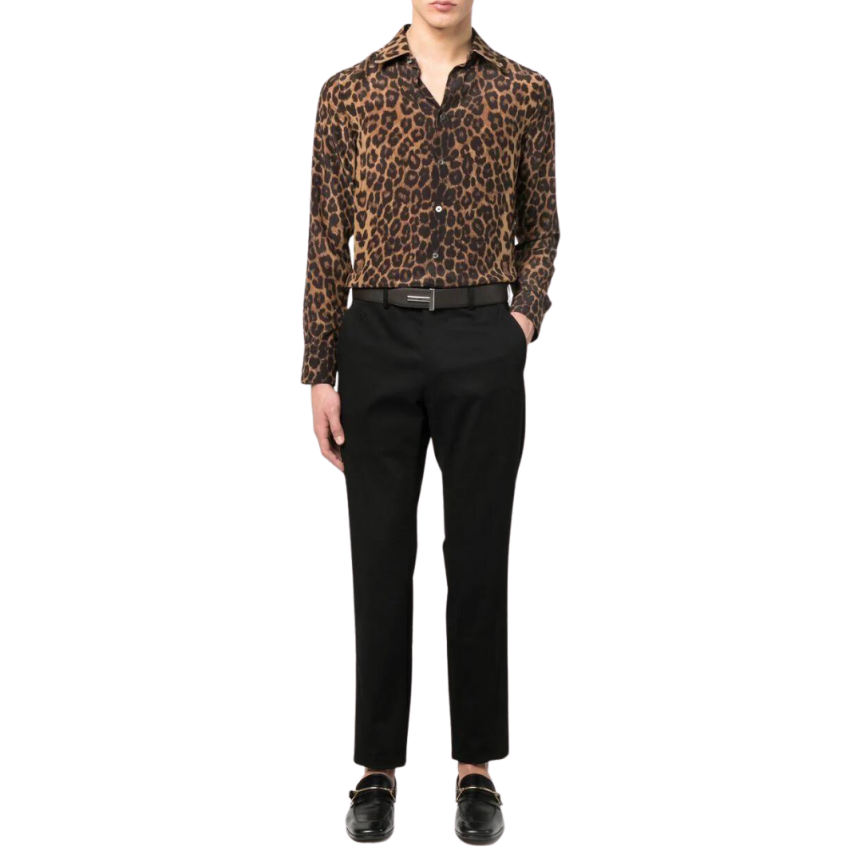 Chemise TOM FORD manche longue soie léopard