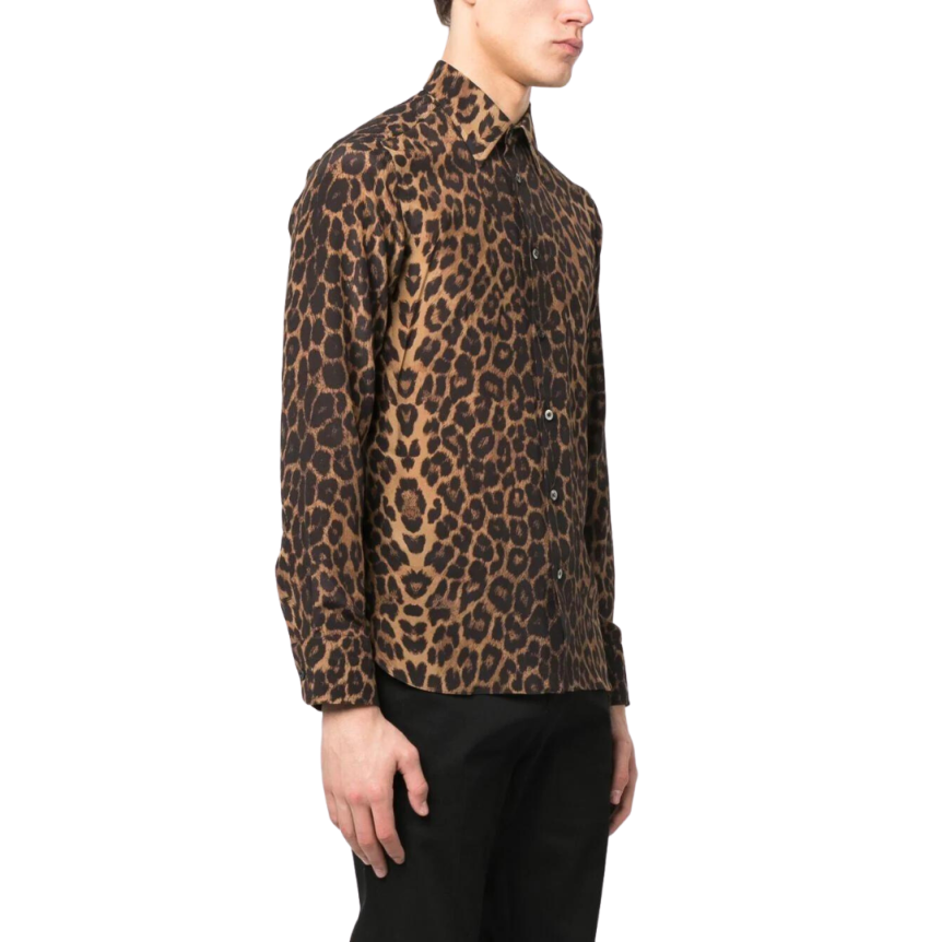 Chemise TOM FORD manche longue soie léopard