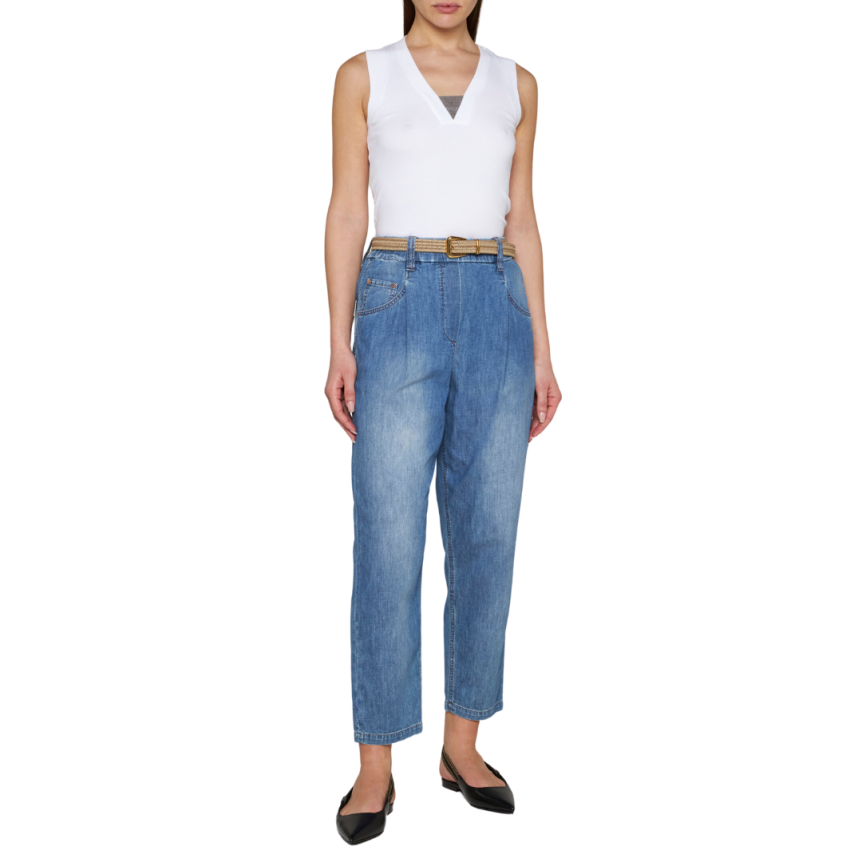 Débardeur BRUNELLO CUCINELLI Coton blanc col v monilli