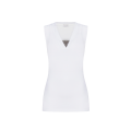 Débardeur Coton blanc col v monilli