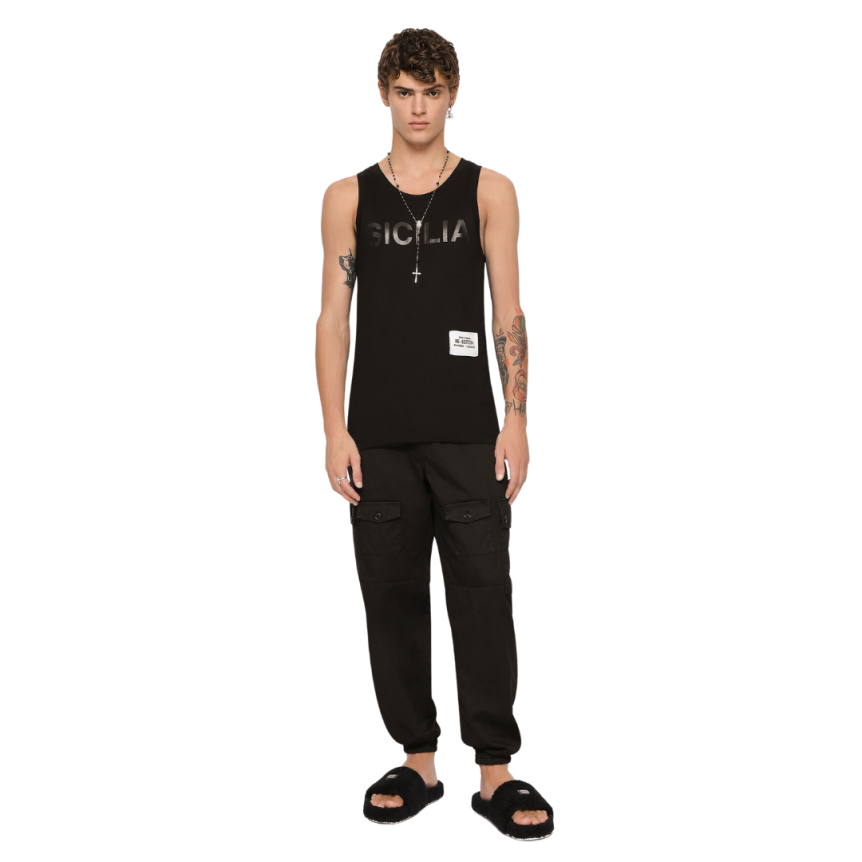 Pantalon DOLCE & GABBANA cargo coupe classique coton noir