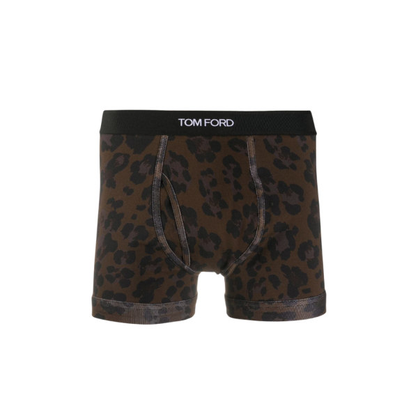 Boxer TOM FORD coton stretch noir marron imprimé léopard
