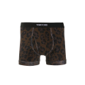 Boxer coton stretch noir marron imprimé léopard