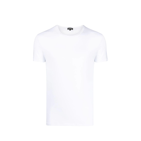 t-shirt ZEGNA col rond slim coton stretch blanc