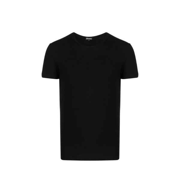 t-shirt ZEGNA col rond slim coton stretch noir