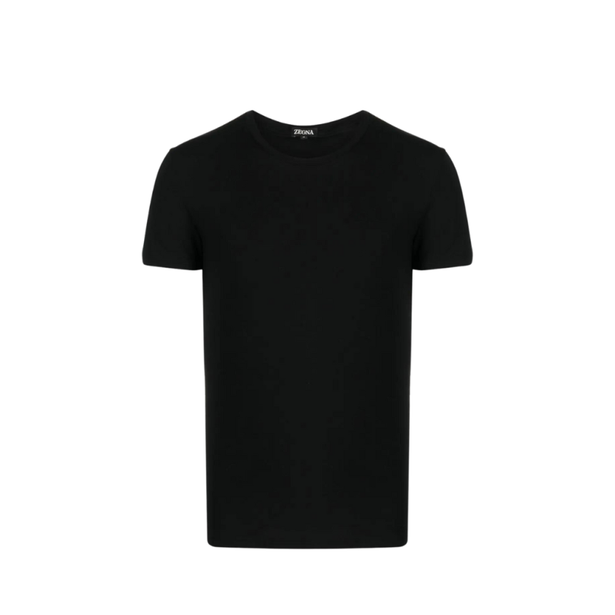 t-shirt ZEGNA col rond slim coton stretch noir