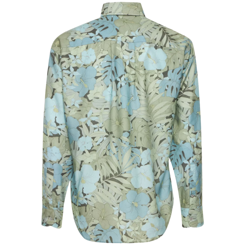 Chemise TOM FORD manches longues lyocell vert feuillages