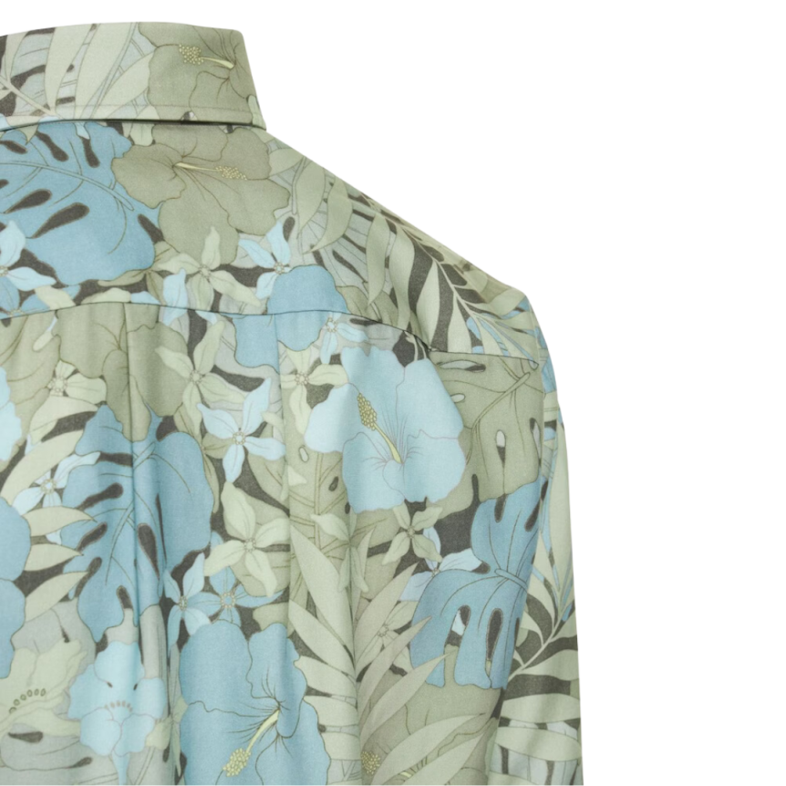 Chemise TOM FORD manches longues lyocell vert feuillages