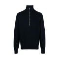 Pull maille col zippé laine cachemire bleu marine