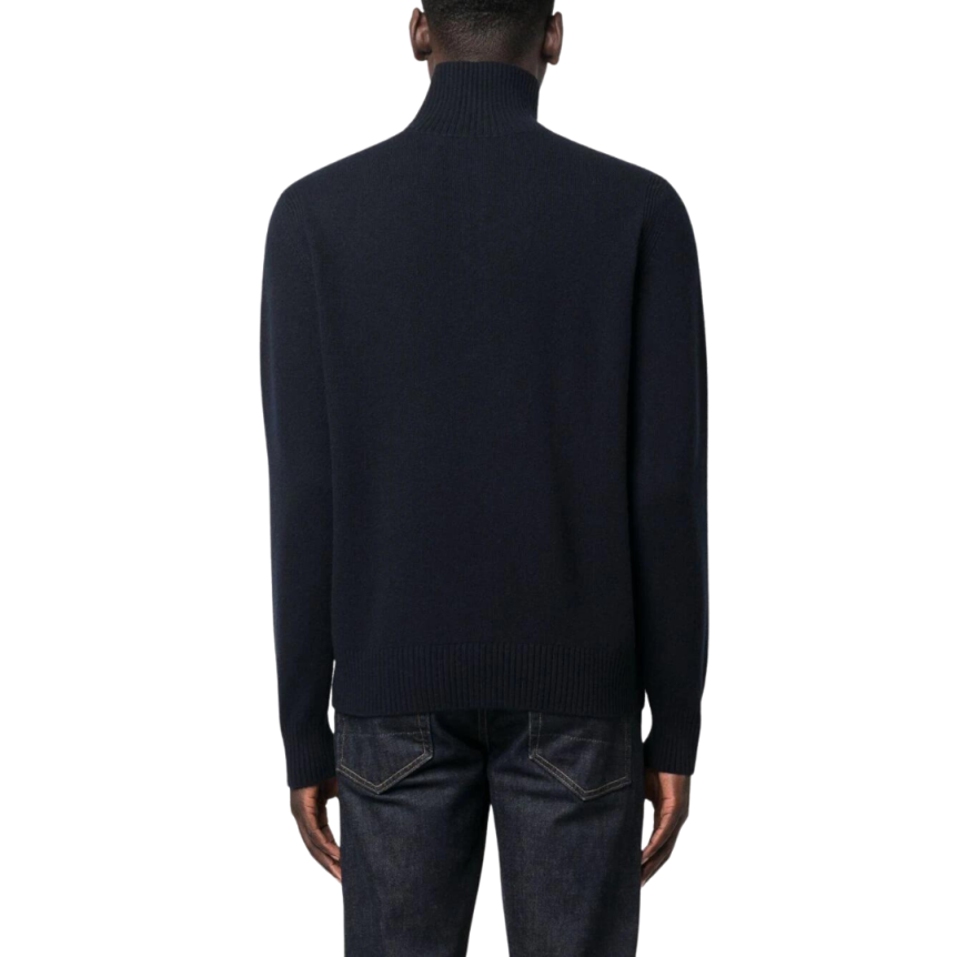 Pull maille TOM FORD col zippé laine cachemire bleu marine