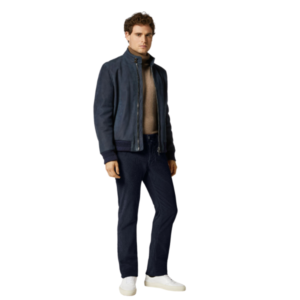 pantalon slim JACOB COHEN Bard velours coton stretch bleu marine