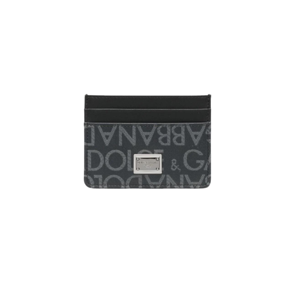 Porte carte DOLCE & GABBANA jacquard noir logo argenté