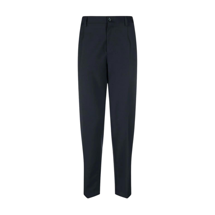 Pantalon DOLCE & GABBANA coton stretch bleu marine taille élastiquée broderie DG
