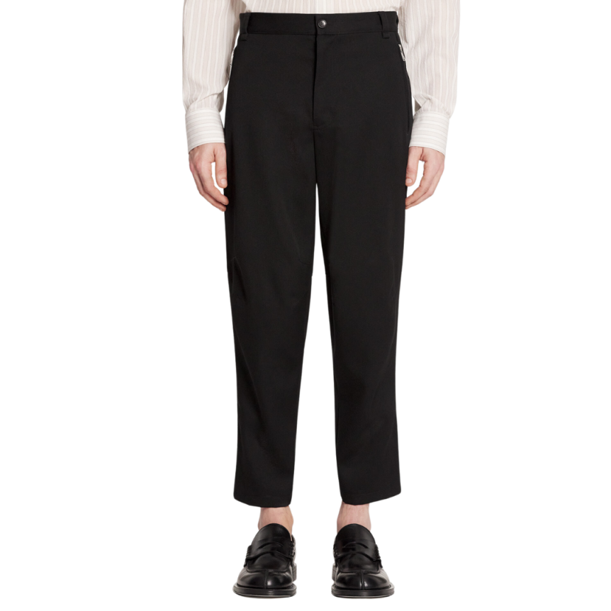 Pantalon LANVIN Biker détail coutures genoux laine noire