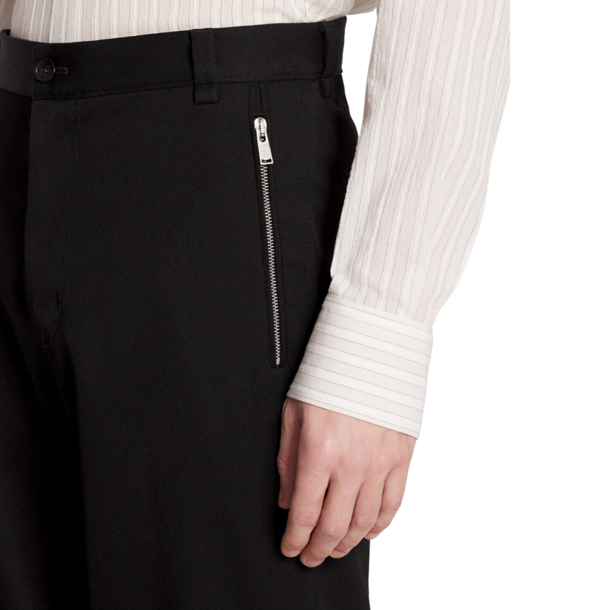 Pantalon LANVIN Biker détail coutures genoux laine noire