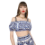 Crop top popeline coton imprimé majolica blanc bleu