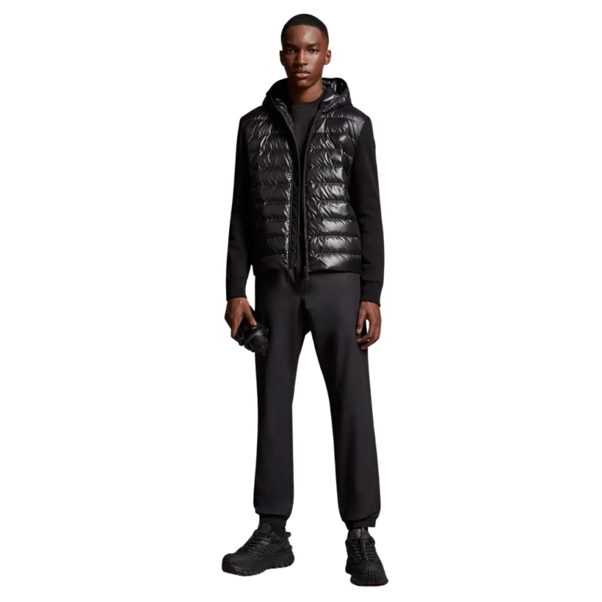 Pantalon jogging MONCLER coton nylon noir Logo Matt Black