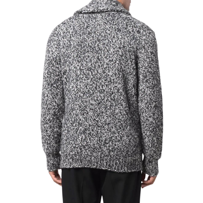 Cardigan BRIONI col châle cachemire soie gris noir